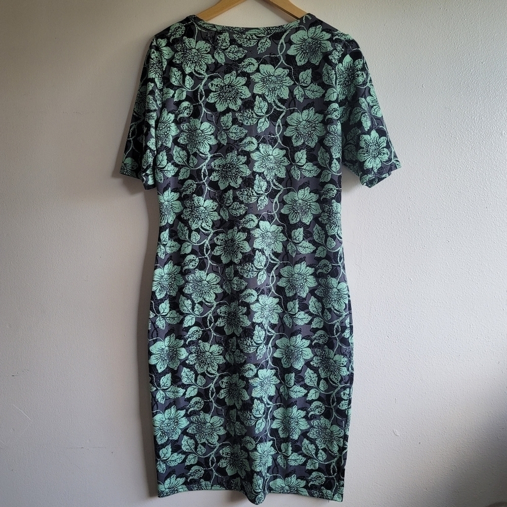 Lularoe Julia Dress, Floral, Black/Grey/Mint, Size Large - Picture 3 of 4
